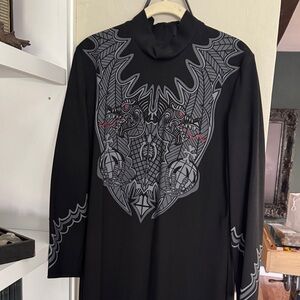 La Femme En Noir Sleepy Hollow Black Long Sleeve Body Con dress